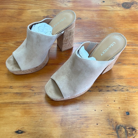 New Lisa Vicky Joy V Tan Camel Kid Suede Platform Sandal Size‎ 8.5 - Picture 1 of 10